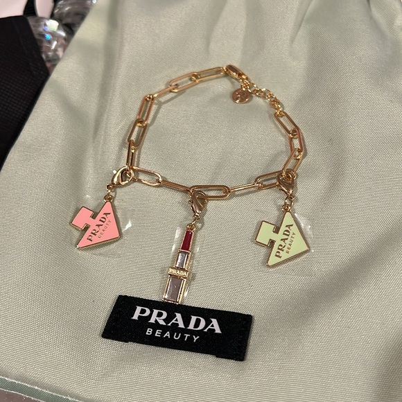 Prada Gold and Pink Charm Bracelet with Pouch & Sample - Picture 4 of 9